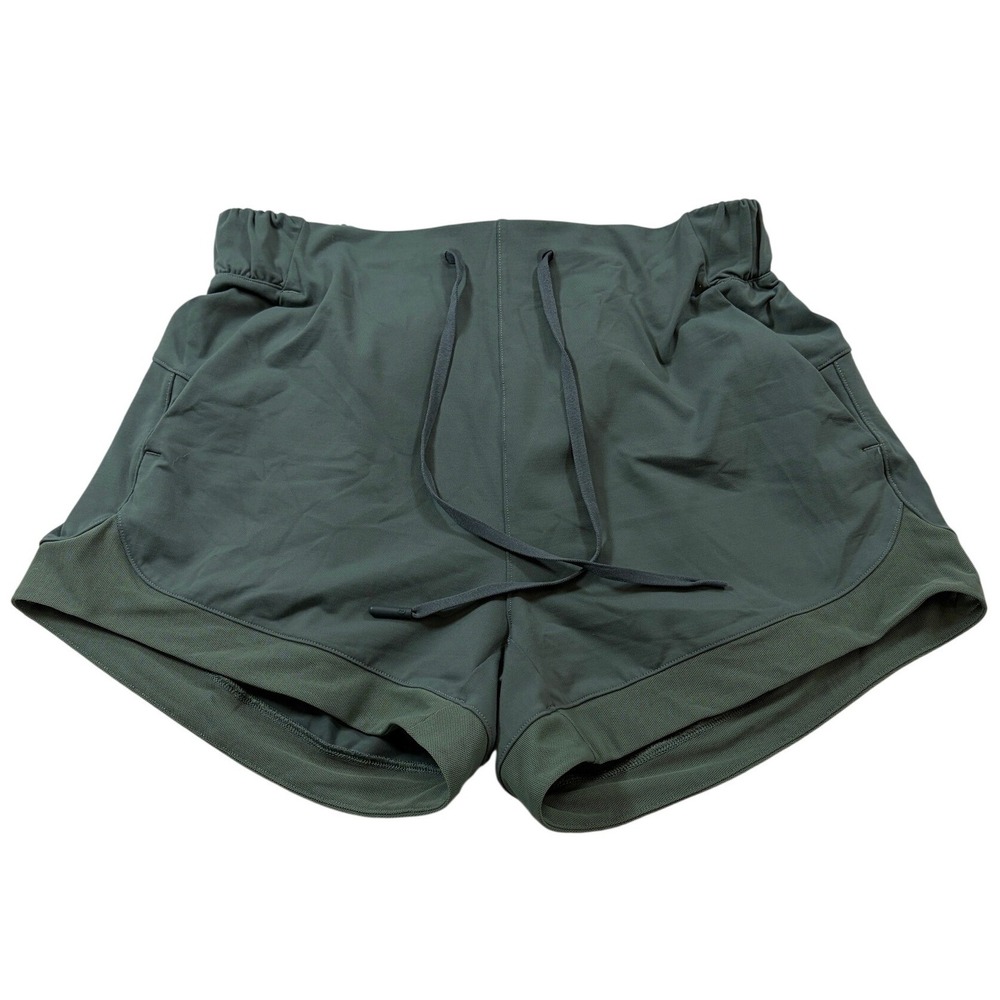 Lululemon Athletic Shorts Size 4 Dark Sage Green Mesh Trim Running Gym Shorts